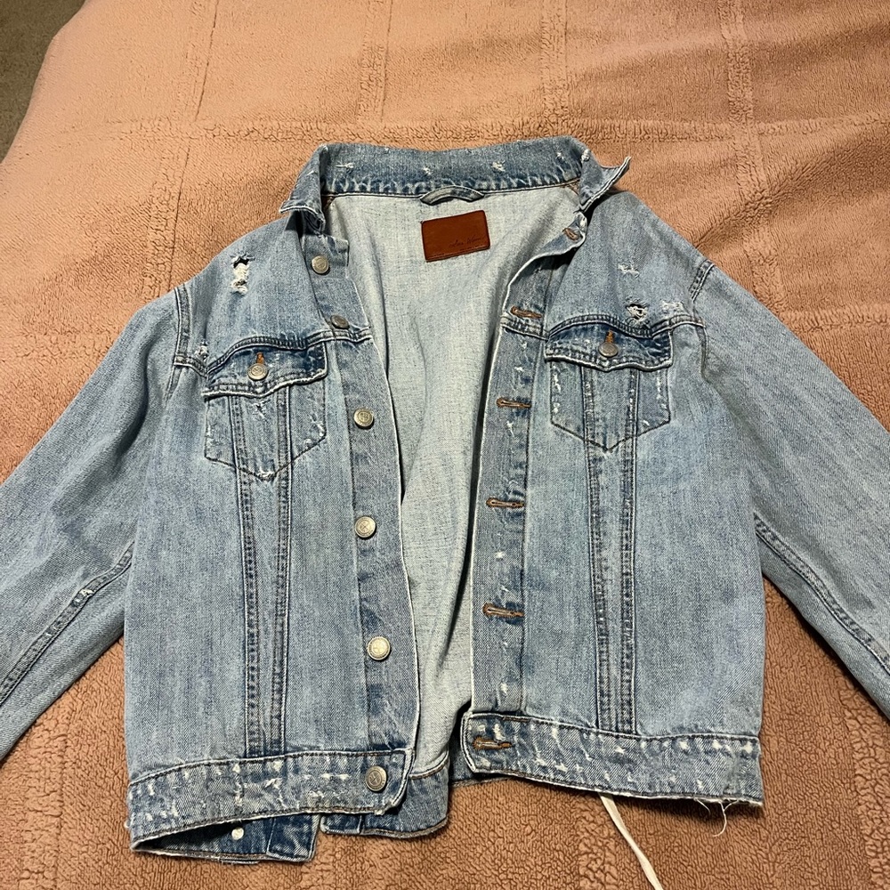 Zara Distressed Tie back jean jacket